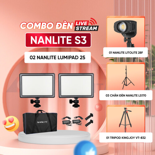 Combo đèn livestream NanLite S3 (Chính Hãng)