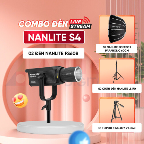 Combo đèn livestream NanLite S4 (Chính Hãng)