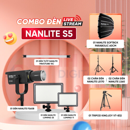 Combo đèn livestream NanLite S5 (Chính Hãng)