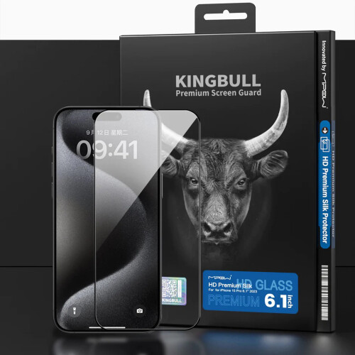Dán cường lực Mipow Kingbull HD Premium Silk for iPhone 16 Plus 2024 (BJ603-BK) (Chính Hãng)