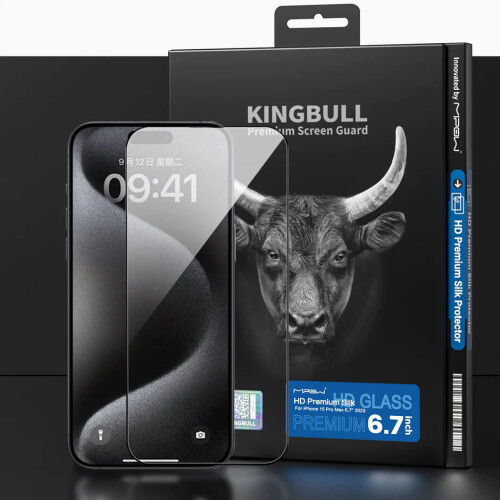 Dán cường lực Mipow Kingbull HD Premium Silk for iPhone 16 Pro 2024 (BJ602-BK) (Chính Hãng)