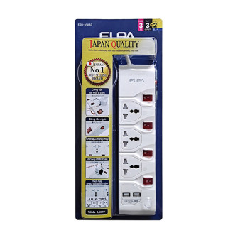 Ổ cắm ELPA ESU-VNI33 3 ổ điện, 4 công tắc, 3m, 2xUSB (Chính Hãng)