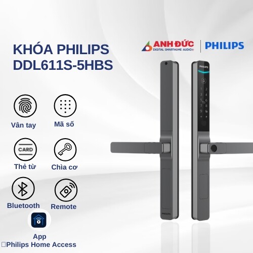 Khóa Philips DDL611S-5HBS (Chính hãng)