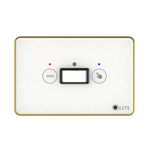 Công tắc, cảm biến cầu thang (2 chế độ) Lumi vuông kính phẳng viền bo cong vàng LM-MSB/CG/VT | White