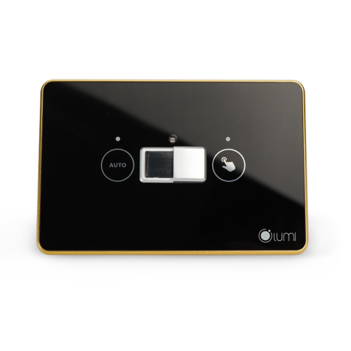 Công tắc, cảm biến cầu thang (2 chế độ) Lumi vuông kính phẳng viền bo cong vàng LM-MSB/CG/VD | Black