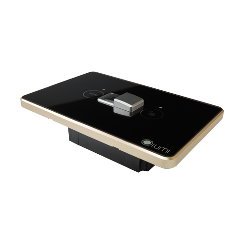 Công tắc cầu thang Lumi chữ nhật dọc kính phẳng viền thẳng champagne LM-MSZ/DD | Black