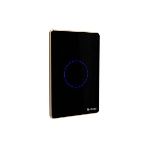 Công tắc chiết áp Lumi chữ nhật dọc kính phẳng viền bo cong vàng LM-S1D-Fy/CG/DD | Black