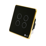 Công tắc 4 nút (2 chế độ) Lumi vuông kính phẳng viền bo cong vàng LM-S4B-Fy/CG/VD | Black