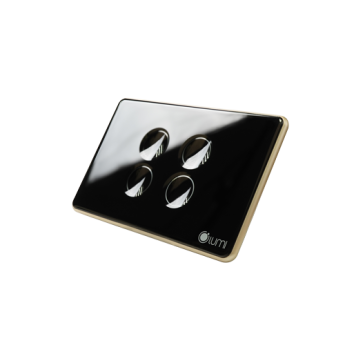 Công tắc rèm đôi 24VDC cos 4 dây Lumi chữ nhật ngang kính lõm viền bo cong champagne LM-S4C-CB/CC/ND | Black