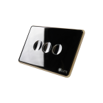 Công tắc 3 nút Lumi chữ nhật dọc kính lõm viền bo cong champagne LM-S3N-CB/CC/DD | Black