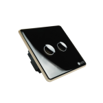 Công tắc 2 nút (2 chế độ) Lumi chữ nhật dọc kính lõm viền bo cong champagne LM-S2B-CB/CC/DD | Black