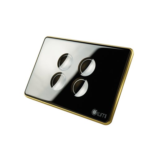 Công tắc 4 nút (2 chế độ) Lumi chữ nhật dọc kính lõm viền bo cong champagne LM-S4B-CB/CC/DD | Black