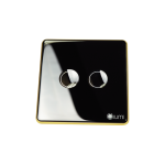 Công tắc cổng 2 nút Lumi chữ nhật dọc kính lõm viền bo cong vàng LM-S2G-CB/CG/DD | Black
