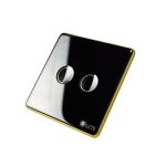 Công tắc 2 nút Lumi chữ nhật dọc kính lõm viền bo cong vàng LM-S2N-CB/CG/DD | Black