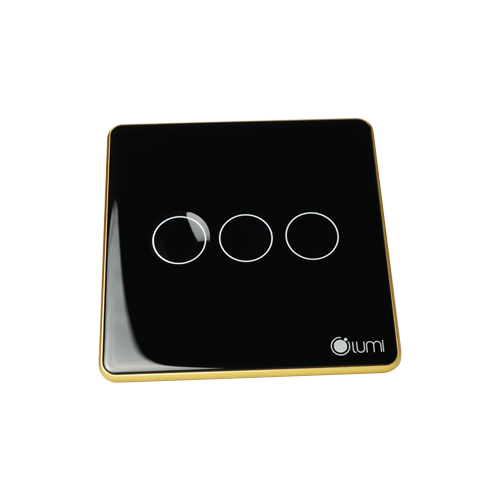 Công tắc cửa cuốn 24VDC Lumi vuông kính lõm viền bo cong vàng LM-S3RD-CB/CG/VD | Black