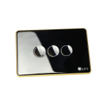 Công tắc 3 nút (2 chế độ) Lumi chữ nhật ngang kính lõm viền bo cong vàng LM-S3B-CB/CG/ND | Black