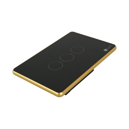 Công tắc cửa cuốn 24VDC Lumi vuông kính phẳng viền bo cong vàng LM-S3RD-Fy/CG/VD | Black