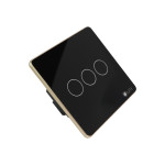 Công tắc 3 nút Lumi chữ nhật dọc kính phẳng viền bo cong champagne LM-S3N-Fy/CC/DD | Black