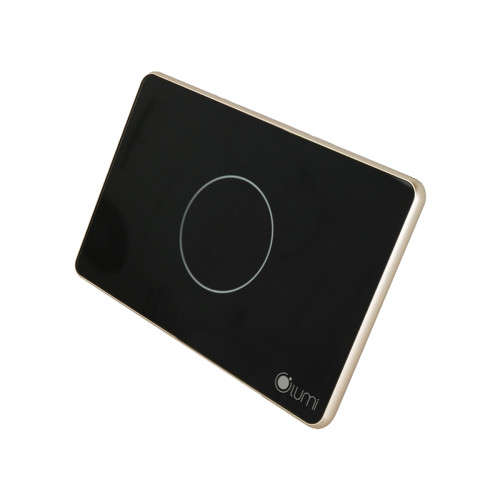 Công tắc cổng 1 nút Lumi chữ nhật dọc kính lõm viền bo cong champagne LM-S1G-CB/CC/DD | Black
