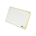 Công tắc rèm đôi DT99 Lumi vuông kính phẳng viền bo cong vàng LM-S4CD-Fy/CG/VT | White