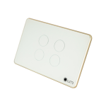 Công tắc 4 nút Lumi chữ nhật dọc kính phẳng viền bo cong champagne LM-S4N-Fy/CC/DT | White