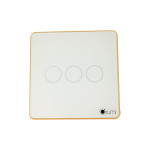 Công tắc cửa cuốn 24VDC Lumi vuông kính phẳng viền bo cong vàng LM-S3RD-Fy/CG/VT | White