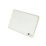 Công tắc 4 nút (2 chế độ) Lumi chữ nhật ngang kính phẳng viền bo cong champagne LM-S4B-Fy/CC/NT | White