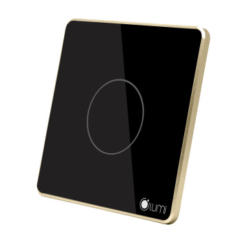 Công tắc 1 nút Lumi vuông kính phẳng viền thẳng champagne LM-S1N/VD | Black