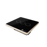 Công tắc 3 nút (2 chế độ) Lumi chữ nhật dọc kính phẳng viền thẳng champagne LM-S3B/DD | Black