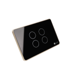 Công tắc 4 nút Lumi chữ nhật dọc kính phẳng viền thẳng champagne LM-S4N/DD | Black
