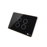 Công tắc 4 nút (2 chế độ) Lumi chữ nhật dọc kính phẳng viền bo cong champagne LM-S4B-Fy/CC/DD | Black