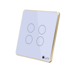 Công tắc 4 nút (2 chế độ) Lumi chữ nhật dọc kính phẳng viền thẳng champagne LM-S4B/DT | White