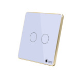 Công tắc công suất cao 2 nút Lumi chữ nhật dọc kính phẳng viền thẳng champagne LM-S2H/DT | White