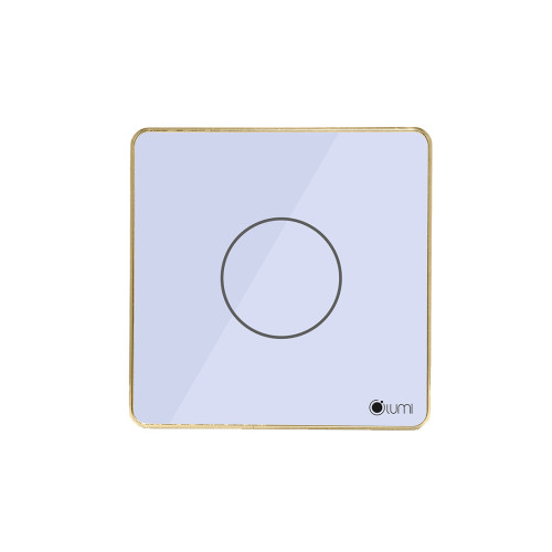 Công tắc công suất cao 1 nút Lumi vuông kính phẳng viền bo cong champagne LM-S1H-Fy/CC/VT | White