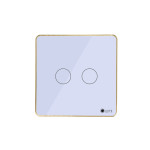 Công tắc 2 nút Lumi vuông kính phẳng viền bo cong champagne LM-S2N-Fy/CC/VT | White