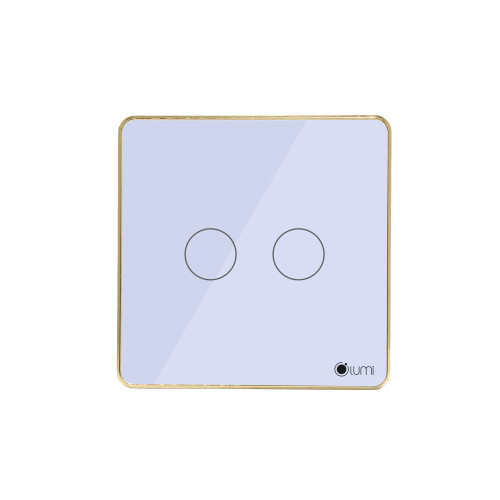 Công tắc công suất cao 2 nút Lumi vuông kính phẳng viền thẳng champagne LM-S2H/VT | White