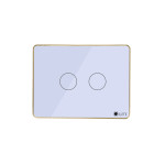 Công tắc 2 nút (2 chế độ) Lumi chữ nhật dọc kính phẳng viền thẳng champagne LM-S2B/DT | White