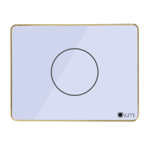 Công tắc công suất cao 1 nút Lumi chữ nhật ngang kính phẳng viền thẳng champagne LM-S1H/NT | White