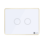 Công tắc 2 nút (2 chế độ) Lumi chữ nhật dọc kính phẳng viền bo cong vàng LM-S2B-Fy/CG/DT | White