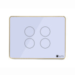 Công tắc 4 nút (2 chế độ) Lumi chữ nhật ngang kính phẳng viền thẳng champagne LM-S4B/NT | White