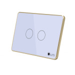 Công tắc công suất cao 2 nút (2 chế độ) Lumi chữ nhật dọc kính phẳng viền thẳng champagne LM-S2B/DT | White