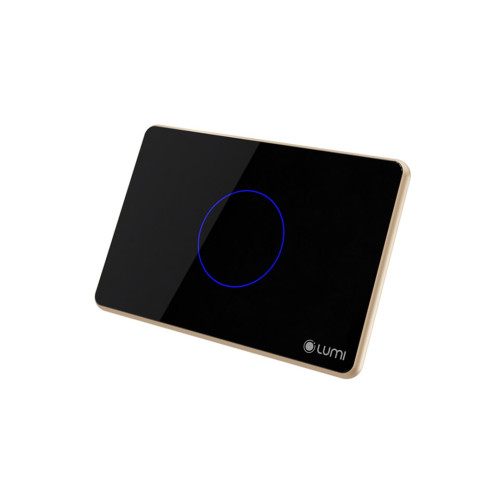 Công tắc cổng 1 nút Lumi chữ nhật ngang kính phẳng viền thẳng champagne LM-S1G/ND | Black