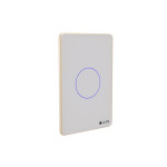 Công tắc 1 nút (2 chế độ) Lumi chữ nhật dọc kính phẳng viền bo cong vàng LM-S1B-Fy/CG/DT | White