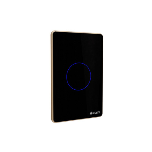 Công tắc 1 nút (2 chế độ) Lumi chữ nhật dọc kính phẳng viền thẳng champagne LM-S1B/DD | Black