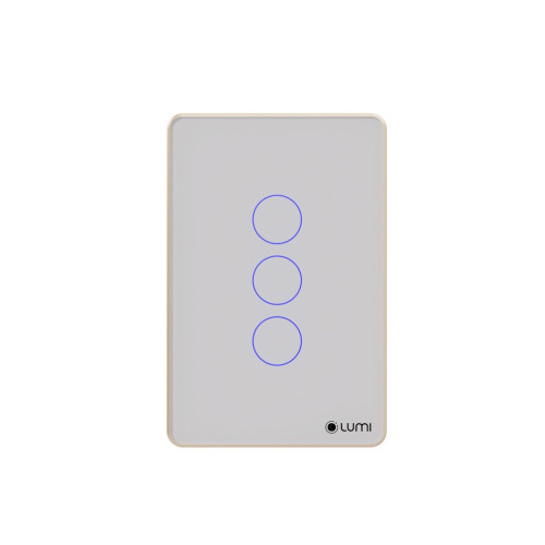 Công tắc cửa cuốn 24VDC Lumi chữ nhật dọc kính phẳng viền thẳng champagne LM-S3RD/DT | White