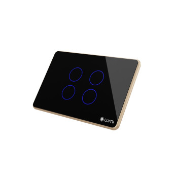 Công tắc rèm đôi 220VAC Lumi chữ nhật ngang kính phẳng viền thẳng champagne LM-S4C/ND | Black