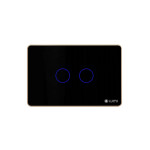Công tắc cổng 2 nút Lumi chữ nhật ngang kính phẳng viền thẳng champagne LM-S2G/ND | Black