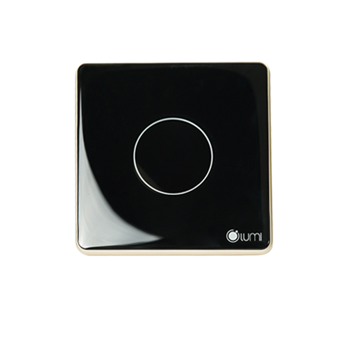Công tắc cổng 1 nút Lumi vuông kính lõm viền bo cong champagne LM-S1G-CB/CC/VD | Black