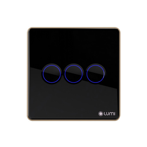 Công tắc cửa cuốn 24VDC Lumi vuông kính phẳng viền thẳng champagne LM-S3RD/VD | Black