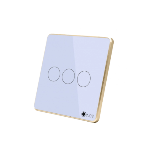 Công tắc cửa cuốn 24VDC Lumi vuông kính phẳng viền thẳng champagne LM-S3RD/VT | White